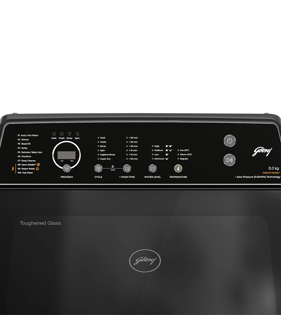 Godrej 8 Kg 5 Star Fully Automatic Top Load Washing Machine – Germ Shield, Zero Pressure & Roller Coaster Wash (WT EON VLVT 80 5.0 FDTS MTBK, Metallic Black) - Image 6